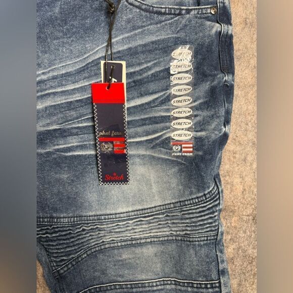Phat Farm Jeans Shorts Men's Size 44 Blue Denim Medium Wash Stretch Mid-Rise - Picture 3 of 6
